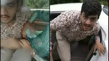 Moment cheating Desi wife is caught romping with local guy in the back of her car outdoor