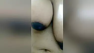 Hot Brown Girl Playing With Boobs And Sucking Nipples