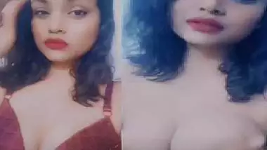 GF showing big boobs and teasing by hiding nipple